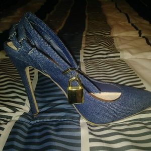 Denim high heels